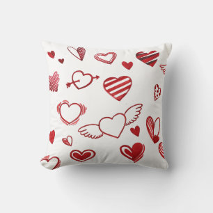 Coussin Mignonne Heureuse Sainte-Valentin Coeur rouge sur 