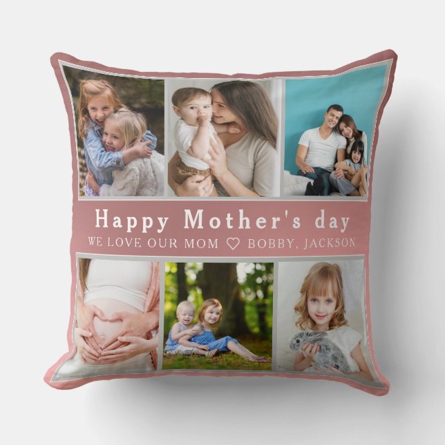 Coussin Mignonne I LOVE YOU MOM Happy Mother Day Photo Col (Recto)