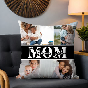 Coussin Mignonne JE T'AIME MOM Fête des Mères Photo