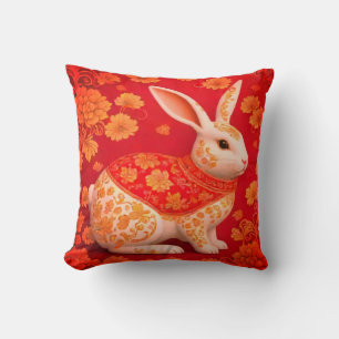 Coussin Mignonne lapin nouvelle année chinoise Jaillir ore