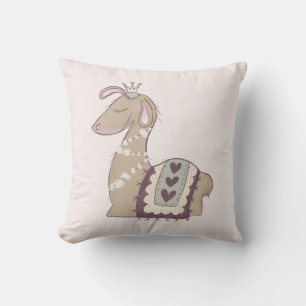 Coussin Mignonne Llama Princesse portant une couronne