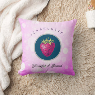 Coussin Mignonne Merci et bienheureuse fraise Ajoutez votr