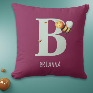 Coussin Mignonne Monogram Bee Baby Girl Nursery