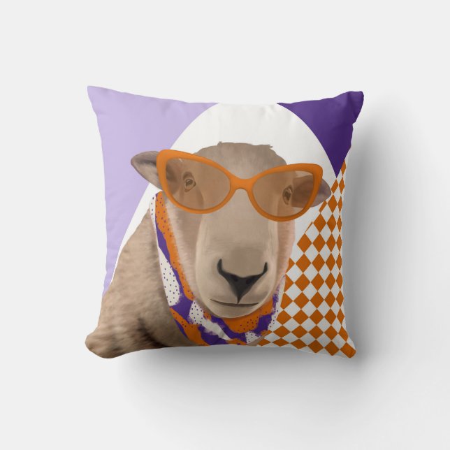 Coussin Mignonne Mouton Avec Lunettes (Recto)