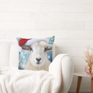 Coussin Mignonne mouton portant rouge Casquette Noël