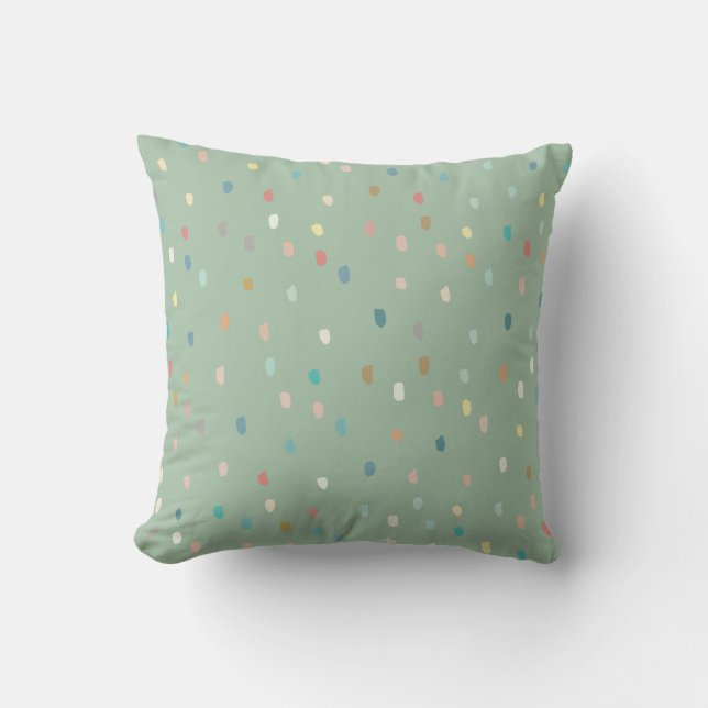 Coussin Mignonne Multicolor Motif Dotty Sur Sage Green (Recto)