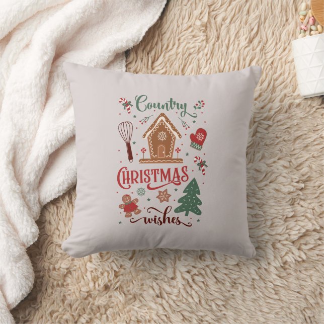 Coussin Mignonne Pays Noël Voeux Vacances (Couverture)
