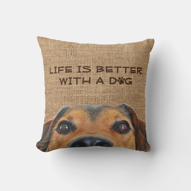 Coussin Mignonne Peeking Visage Chien (Recto)