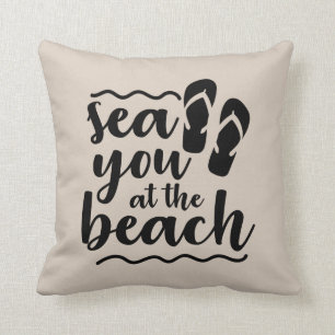 Coussin Mignonne tongs vous plonger à la plage mot art