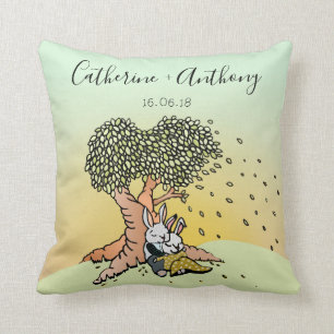 Coussin Mignons lapins de lapin avec des noms Mariage/Anni