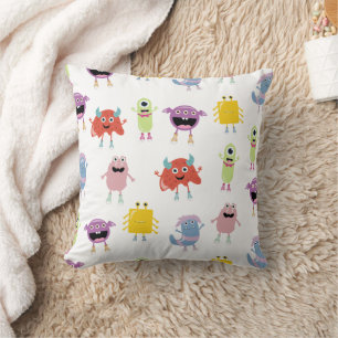 Coussin Mignons monstres colorés motif drôle pour enfants