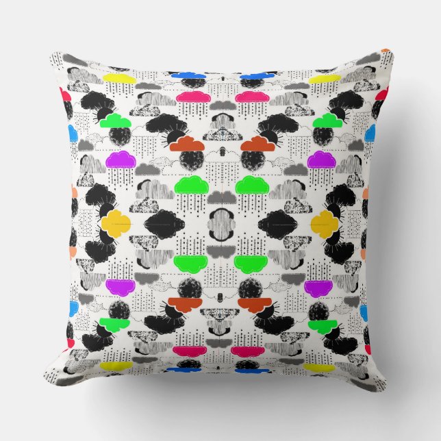 Coussin Mignons nuages colorés motif (Recto)