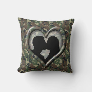 Coussin Militaire Kisser Couple Silhouette Camo Coeur