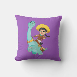 Coussin Min & Clover   Joyeux Cowgirl & Brontosaurus Ride
