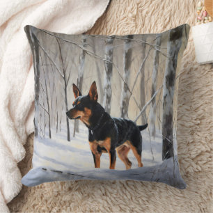 Coussin Mince Pinscher Laisser Neige Noël