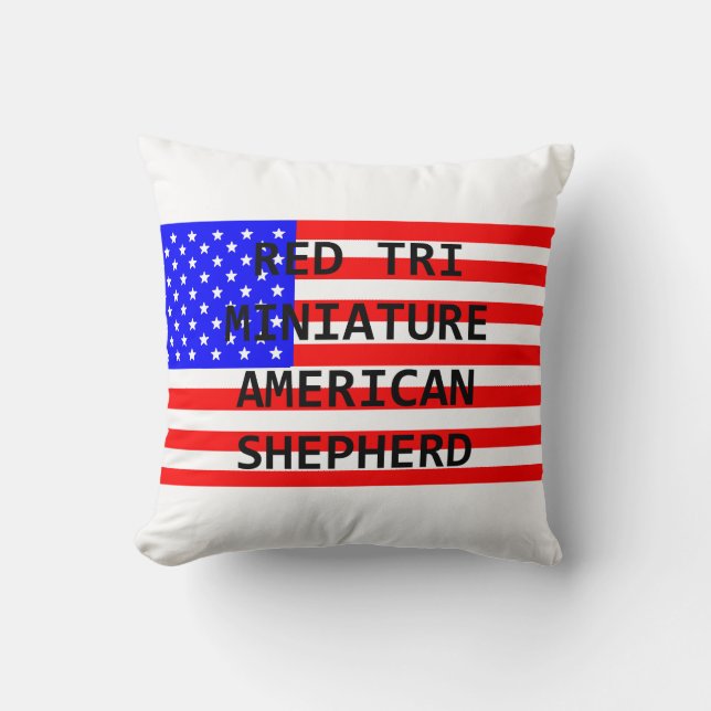 Coussin mini am shep nom sur drapeau rouge tri (Recto)