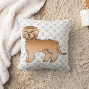 Coussin Mini Goldendoodle Abricot Chien de Dessin Animé Mi