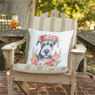 Coussin Mini Schnauzer Floral