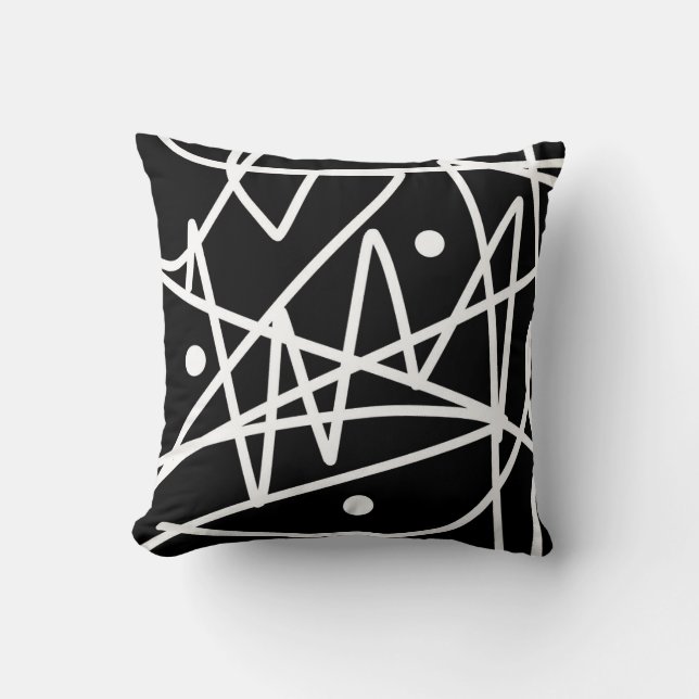 Coussin Minimalisme Abstrait Art Motif noir blanc (Recto)