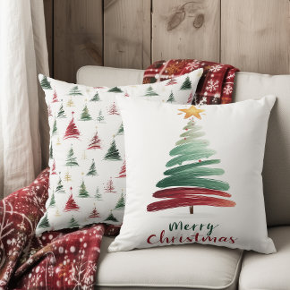 Coussin Minimalist Brushstroke Christmas Tree