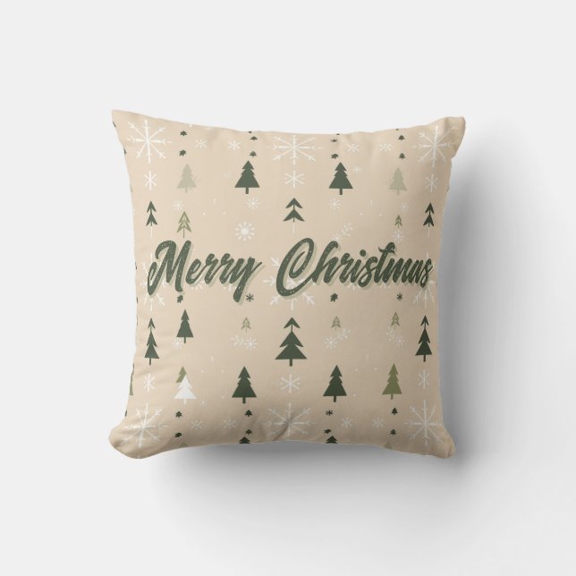Coussin Minimalist Christmas Trees & Snowflakes  (Recto)