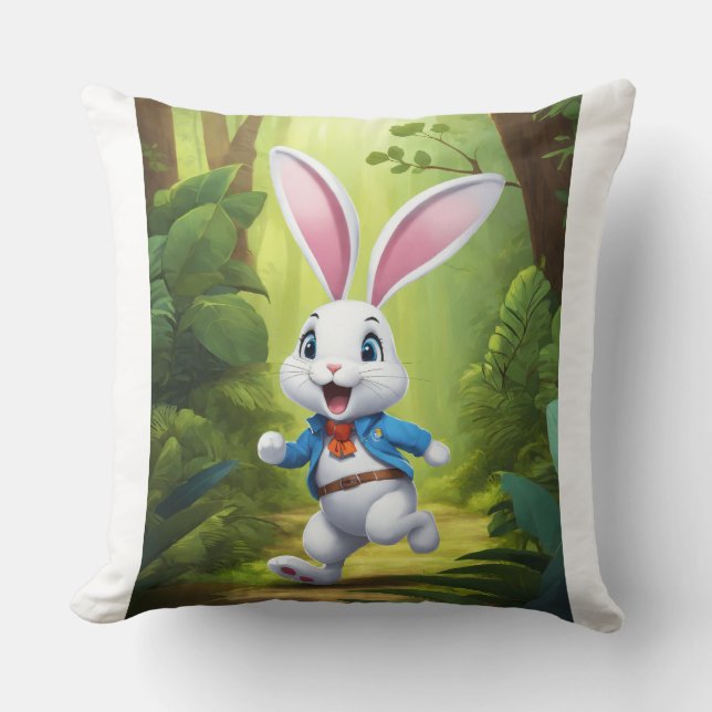 Coussin Minimalist Rabbit Logo Pillow Cover | Cute Bunny H (Recto)