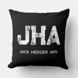 COUSSIN MINIMALISTE BLANC MONOGRAMME À TROIS LETTRES NOM N