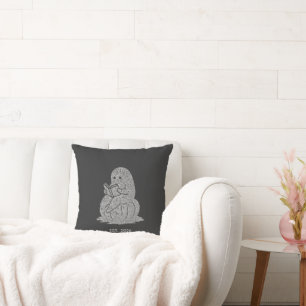Coussin Minimaliste Grunge Fantôme lisant un livre sur une
