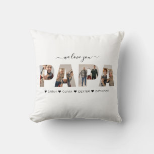 Coussin Minimaliste We Love You PAPA Photo Collage