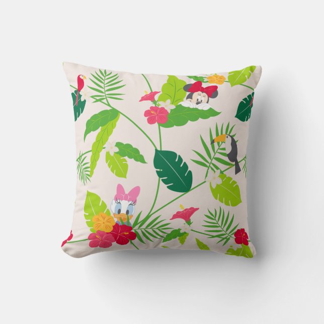 Coussin Minnie et Daisy | Motif tropical (Recto)