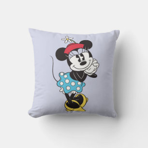 Coussin Minnie Mouse Chapeau Fleur Rétro Classique Vintage