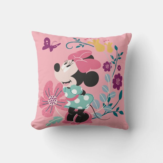 Coussin Minnie Mouse & Flowers - Bonne fête des mères (Recto)