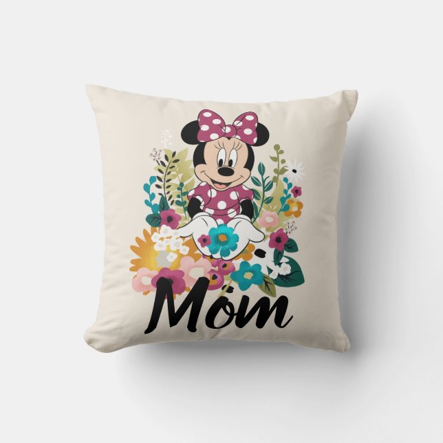 Coussin Minnie Souris - Fleurs pour maman (Recto)