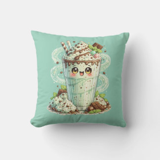 Coussin Mint Chocolate Chip Milkshake Kawaii Cushion 