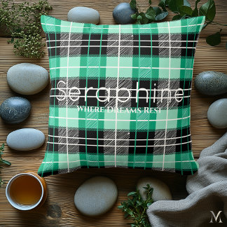 Coussin Mint Green and Black Plaid | Custom Dreamy Tartan