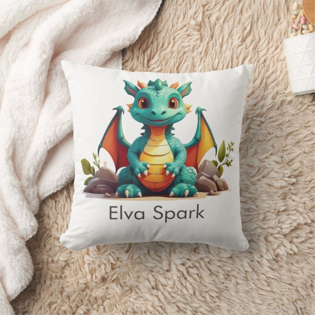 Coussin Mint Green Baby Dragon Imaginaire personnalisé (Couverture)