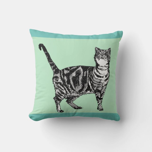 Coussin Mint Tabby Chat chats animal de compagnie Cushion (Recto)