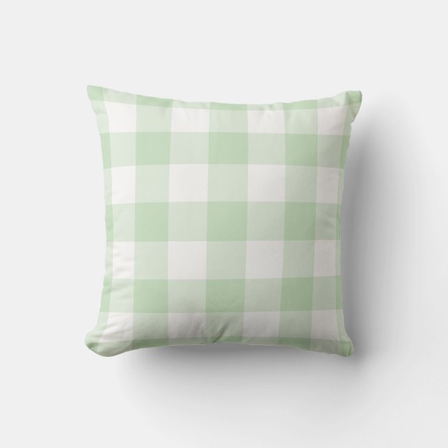 Coussin Mint vert et blanc En vichy Motif À damiers (Recto)