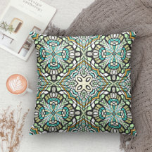 Mint Vert Turquoise Hip Bohemian Bali Art Motif