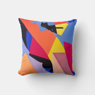 Coussin Minuit - Chat noir et art Abstrait