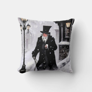 Coussin Misère Ebenezer Scrooge Snowy Victorian Street