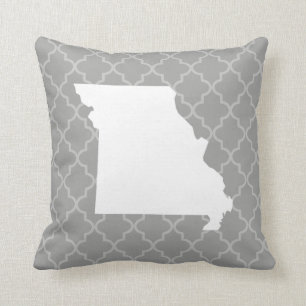 Coussin Missouri Home State Grey Quatrefoil Jeu d'oreiller