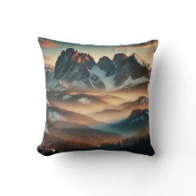 Misty Mountain Throw Pillow