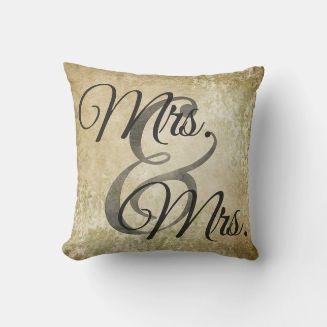 Coussin Mme et mariage lesbien de Mme Worn personnalisé (Recto)