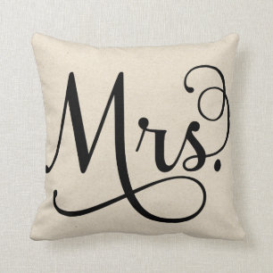 Coussin Mme manuscrit noir de