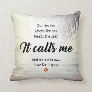 Coussin Moana "il m'appelle" des textes carreau décoratif