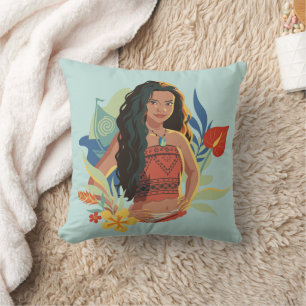 Coussin Moana Live Action Portrait de Canoë Tropical