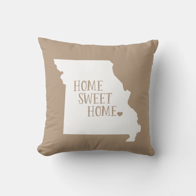 Coussin Mocha Brown Missouri Home Sweet Home State (Recto)
