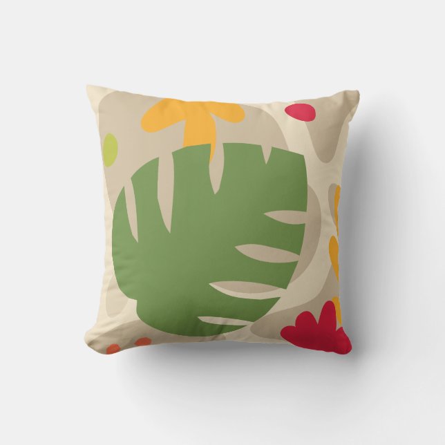 Coussin Mod Monstera Abstraite feuille Hawaiian Tropical - (Recto)