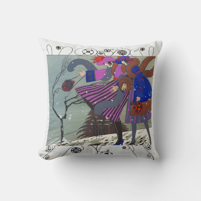 Coussin MODE DE BEAUTÉ NEIGE HIVER / Flacons géométriques (Recto)